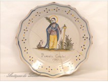 Patronymic earthenware plate Nevers 18th