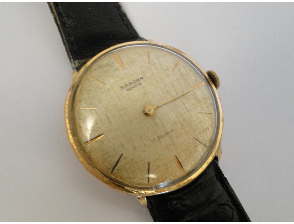 Montre Bracelet Mécanique SARCAR GENÈVE Swiss Made Vintage - Boîtier Carré Acier, Cadran Argenté - Occasion