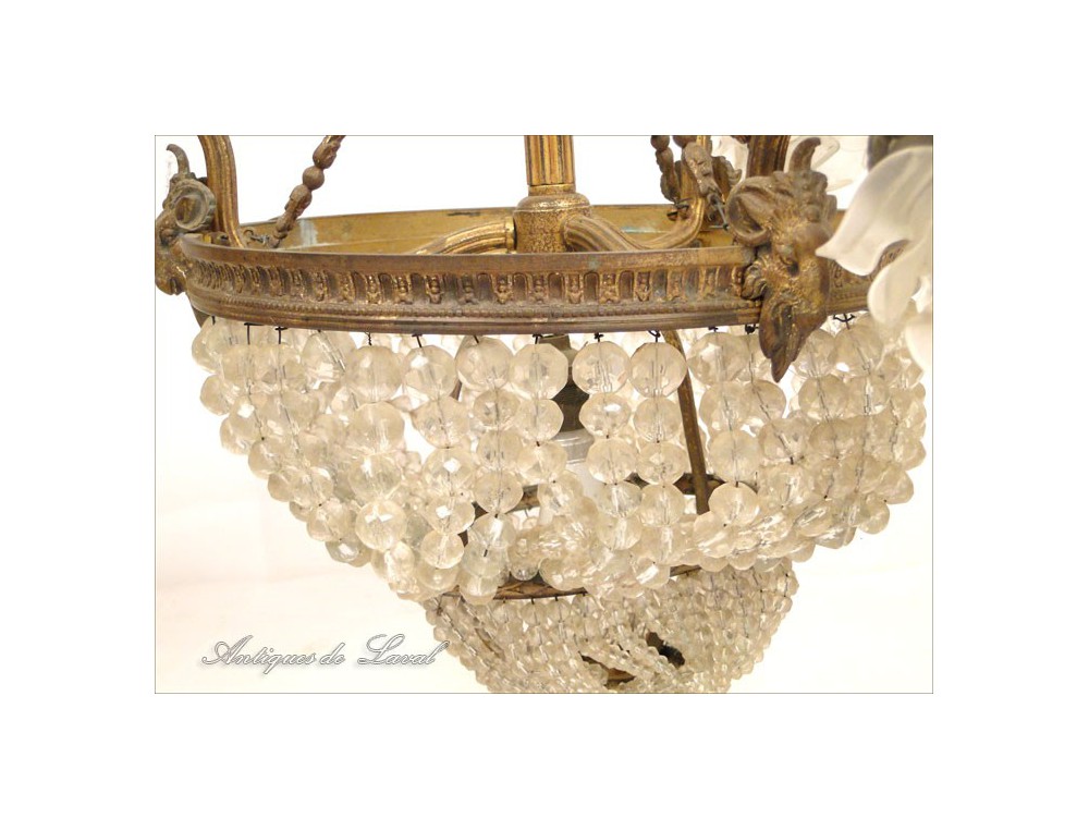 Golden Bronze Chandelier Crystal Beads Napiii 19th Golden Bronze Chandelier Crystal Beads, Bronze Chandelier With Crystal Beads