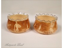 Pair of ivory salt cellars of Dieppe, Napoleon III, XIX