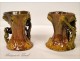 Pair of Vases Sandstone Beauvaisie 19th Bagpipe Woman