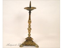 Picnic bronze candlestick candle Haute Epoque 16th