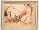 Pastel ink drawing blood Naked Women 1988