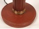 Lamp base red leather and golden brass Puiforcat Dupre-Lafont 20th