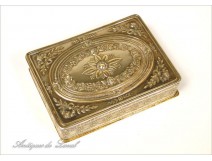 Silver gilt snuff box 19th Minerva Flowers