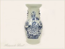 Large blue porcelain vase 19th China Birds