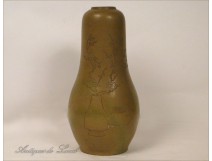 Glazed earthenware vase Flowers Branches Japan 18th