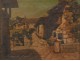 HST Village Landscape Painting 19th Corsica Characters