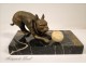 Pair of bookends marble 19th Cat and Dog