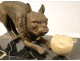 Pair of bookends marble 19th Cat and Dog