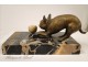 Pair of bookends marble 19th Cat and Dog