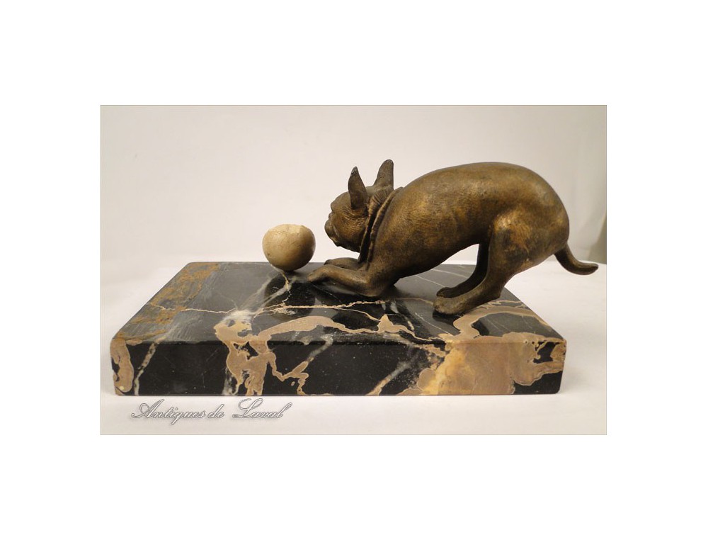 FRANJOU - Set serre-livres Art Déco, deux chiens sautant