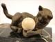 Pair of bookends marble 19th Cat and Dog