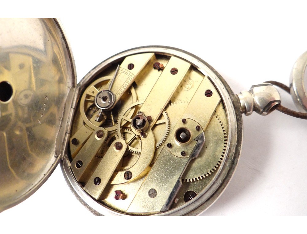 Montre à Gousset Ancienne En Argent Massif - Poinçon Crabe - Cadran émaillé Blanc - Mécanique Manuelle - Occasion