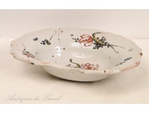 Shaving dish earthenware Auxerre Carnation Flowers Insect 18th