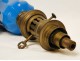 Pair of brass oil lamps and blue opaline 19th