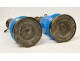 Pair of brass oil lamps and blue opaline 19th