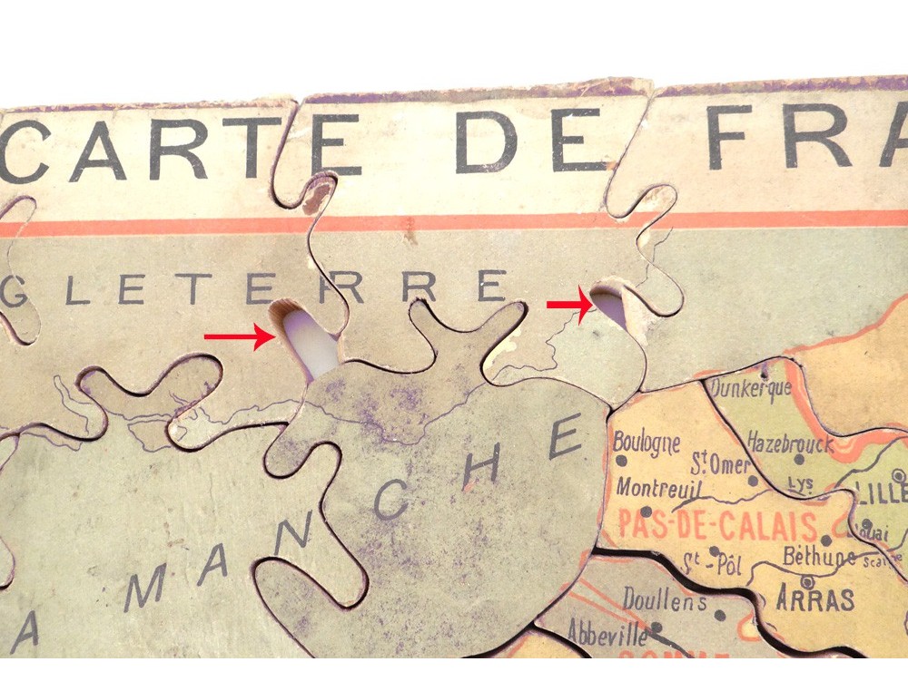 Ancien Puzzle éducatif : Nouvelle Carte De France Par Départements, Jeu De Patience Fin XIXe