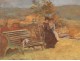 HST elegant women in a park S.Lépine, Barbizon School, nineteenth