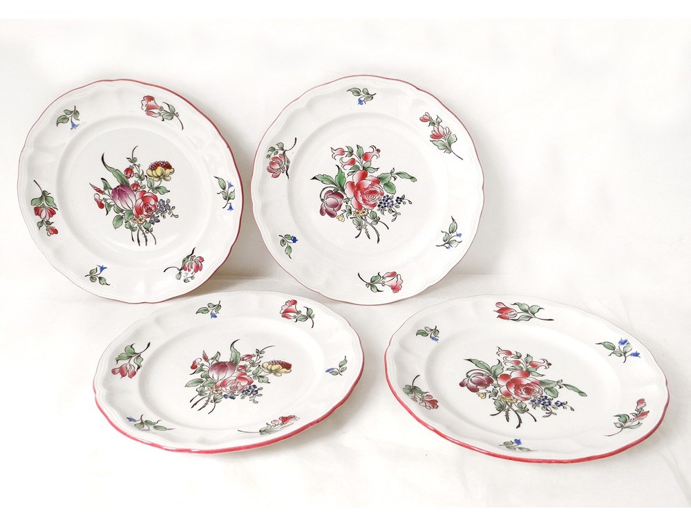 6 Assiettes Plates Lunéville L2 Faience Ancienne 389112 Fleurs Bleues Imgx1200 1439