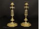 Pair of gilt bronze candlesticks 19th Gothic Viollet le Duc