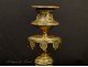 Pair of gilt bronze candlesticks 19th Gothic Viollet le Duc