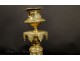 Pair of gilt bronze candlesticks 19th Gothic Viollet le Duc