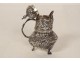 Solid silver Dutch ewer, Netherlands, bird masks, 192.46g, 19th century
