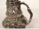 Solid silver Dutch ewer, Netherlands, bird masks, 192.46g, 19th century