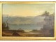 HST tableau école italienne paysage lac personnages pêcheurs Empire XIXème