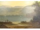 HST tableau école italienne paysage lac personnages pêcheurs Empire XIXème