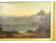 HST tableau école italienne paysage lac personnages pêcheurs Empire XIXème