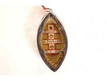 Reliquaire pendentif argent navette Saints Vincent Perboyre Vierge XIXème