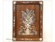 Wooden tray pearl flower garden vase 19th