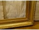 Cadre rectangulaire Barbizon bois stuqué doré feuillage acanthe XIXè siècle
