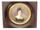 Miniature peinte portrait femme robe peigne diadème perles Ier Empire XIXè