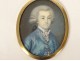 Miniature ovale médaillon portrait gentilhomme Ecole française XVIIIème