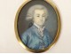 Miniature ovale médaillon portrait gentilhomme Ecole française XVIIIème