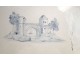 Flat oval earthenware Bordeaux Southwest 19th Blue Castle