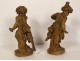 Pair sculptures Clodion statues Young Satyrs nest terracotta owls 19th century