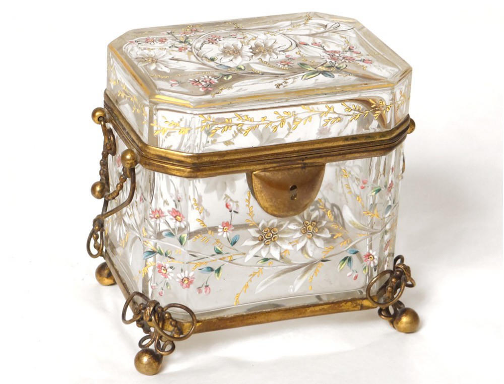 Boîte Ou Coffre à Bijoux En Verre Moulé - Occasion - Idéal Collection Ou Décoration