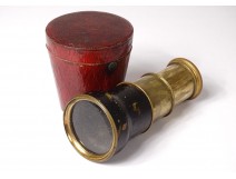 Binocular lorgnette of gilded brass Napoleon III leather case nineteenth century