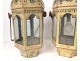 Pair of processional lanterns painted metal cross flowers XIXth century