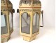 Pair of processional lanterns painted metal cross flowers XIXth century