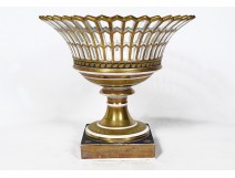 Coupe à fruits porcelaine de Paris décor barbeau fleurs Ier Empire XIXème