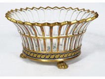 Coupe à fruits porcelaine Paris décor barbeau pieds griffes Ier Empire XIXè