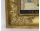Tableau Saint Blaise broderie soie fils or argent cadre doré Empire XIXème