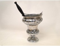 Sprinkler with sprinkler or bucket bless Baptism, silver metal nineteenth
