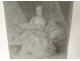 Dessin portrait jeune fille communiante hostie crucifix croix IHS XIXème