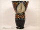 Enamel glass vase Quimper Breton P.Fouillen 20th